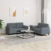 Image de Ensemble De Canapés 2 Pcs Avec Coussins Gris Foncé Velours Vidaxl