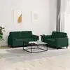 Image de Ensemble De Canapés 2 Pcs Avec Coussins Vert Foncé Velours Vidaxl