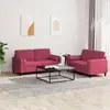 Image de Ensemble De Canapés 2 Pcs Avec Coussins Rouge Bordeaux Velours Vidaxl