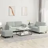 Image de Ensemble De Canapés 3 Pcs Avec Coussins Gris Clair Velours Vidaxl