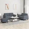 Image de Ensemble De Canapés 3 Pcs Avec Coussins Gris Foncé Velours Vidaxl