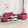 Image de Ensemble De Canapés 3 Pcs Avec Coussins Rouge Bordeaux Velours Vidaxl