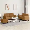 Image de Ensemble De Canapés 3 Pcs Avec Coussins Marron Velours Vidaxl