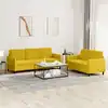 Image de Ensemble De Canapés 2 Pcs Jaune Velours Vidaxl