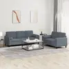 Image de Ensemble De Canapés 2 Pcs Avec Coussins Gris Foncé Velours Vidaxl