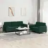 Image de Ensemble De Canapés 2 Pcs Avec Coussins Vert Foncé Velours Vidaxl