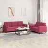 Image de Ensemble De Canapés 2 Pcs Avec Coussins Rouge Bordeaux Velours Vidaxl