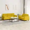 Image de Ensemble De Canapés 2 Pcs Avec Coussins Jaune Velours Vidaxl