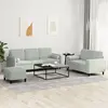 Image de Ensemble De Canapés 3 Pcs Avec Coussins Gris Clair Velours Vidaxl