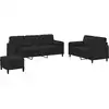 Image de Ensemble De Canapés 3 Pcs Avec Coussins Noir Velours Vidaxl