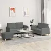 Image de Ensemble De Canapés 3 Pcs Avec Coussins Gris Foncé Tissu Vidaxl