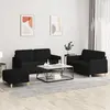 Image de Ensemble De Canapés 3 Pcs Avec Coussins Noir Tissu Vidaxl