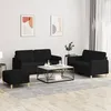 Image de vidaXL Ensemble de canapés 3 pcs avec coussins Noir Tissu 3202098