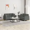 Image de Ensemble De Canapés 2 Pcs Coussins Gris Foncé Tissu Vidaxl