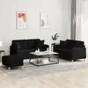 Image de Ensemble De Canapés 3 Pcs Avec Coussins Noir Tissu Vidaxl