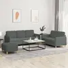 Image de Ensemble De Canapés 3 Pcs Avec Coussins Gris Foncé Tissu Vidaxl