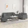Image de Ensemble De Canapés 3 Pcs Coussins Gris Foncé Tissu Vidaxl