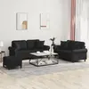 Image de Ensemble De Canapés 3 Pcs Avec Coussins Noir Similicuir Vidaxl
