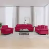 Image de Ensemble De Canapés 3 Pcs Avec Coussins Rouge Bordeaux Velours Vidaxl