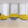 Image de Ensemble De Canapés 3 Pcs Avec Coussins Jaune Velours Vidaxl