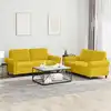 Image de Ensemble De Canapés 2 Pcs Avec Coussins Jaune Velours Vidaxl