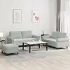 Image de Ensemble De Canapés 3 Pcs Avec Coussins Gris Clair Velours Vidaxl