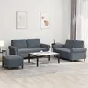 Image de Ensemble De Canapés 3 Pcs Avec Coussins Gris Foncé Velours Vidaxl