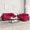 Image de Ensemble De Canapés 2 Pcs Avec Coussins Rouge Bordeaux Velours Vidaxl