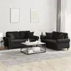 Image de Ensemble De Canapés 2 Pcs Avec Coussins Noir Velours Vidaxl