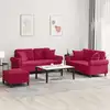 Image de Ensemble De Canapés 3 Pcs Avec Coussins Rouge Bordeaux Velours Vidaxl