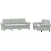 Image de Ensemble De Canapés 2 Pcs Avec Coussins Gris Clair Velours Vidaxl