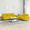 Image de Ensemble De Canapés 2 Pcs Avec Coussins Jaune Velours Vidaxl