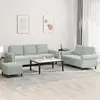 Image de Ensemble De Canapés 3 Pcs Avec Coussins Gris Clair Velours Vidaxl