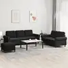 Image de Ensemble De Canapés 3 Pcs Avec Coussins Noir Velours Vidaxl
