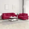 Image de Ensemble De Canapés 2 Pcs Avec Coussins Rouge Bordeaux Velours Vidaxl