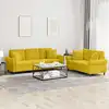 Image de Ensemble De Canapés 2 Pcs Avec Coussins Jaune Velours Vidaxl