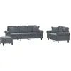 Image de Ensemble De Canapés 3 Pcs Avec Coussins Gris Foncé Velours Vidaxl