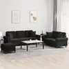 Image de Ensemble De Canapés 3 Pcs Avec Coussins Noir Velours Vidaxl