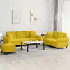 Image de Ensemble De Canapés 3 Pcs Avec Coussins Jaune Velours Vidaxl