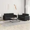 Image de Ensemble De Canapés 2 Pcs Avec Coussins Noir Similicuir Vidaxl