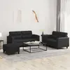 Image de Ensemble De Canapés 3 Pcs Avec Coussins Noir Similicuir Vidaxl
