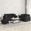 Image de Ensemble De Canapés 3 Pcs Avec Coussins Noir Similicuir Vidaxl
