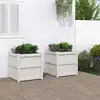 Image de Jardinières 2 Pcs Blanc Bois De Pin Massif Vidaxl