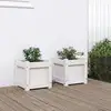 Image de Jardinières 2 Pcs Blanc Bois De Pin Massif Vidaxl