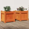 Image de Jardinières 2 Pcs Cire Marron Bois De Pin Massif Vidaxl