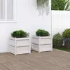 Image de Jardinières 2 Pcs Blanc Bois De Pin Massif Vidaxl