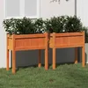 Image de Jardinières 2 Pcs Avec Pieds Cire Marron Bois De Pin Massif Vidaxl
