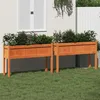 Image de Jardinières 2 Pcs Avec Pieds Cire Marron Bois De Pin Massif Vidaxl