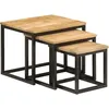 Image de Tables Basses Gigognes 3 Pcs Bois Massif De Manguier Et Fer Vidaxl