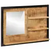 Image de Miroir Avec Étagères 80x8x55 Cm Verre Et Bois Massif Manguier Vidaxl